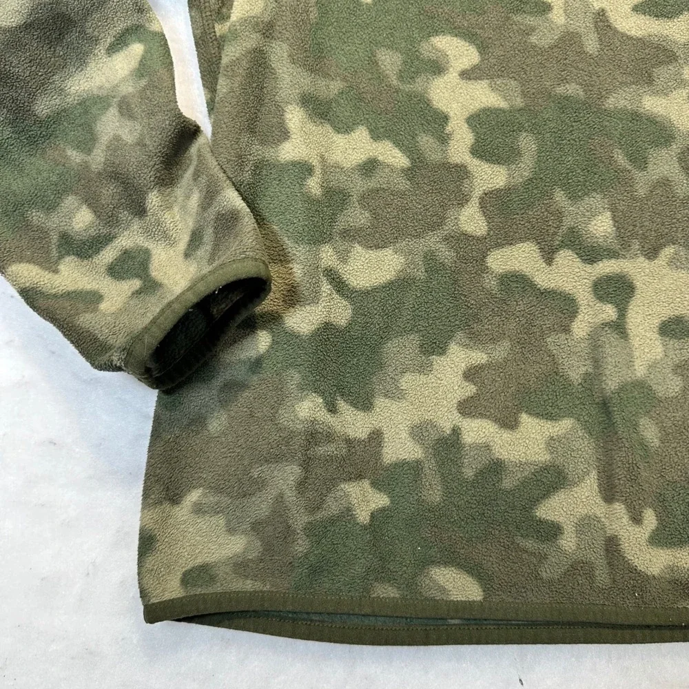 Eddie‎ Bauer Fleece Pullover Mens XL Green Camo Snap Neck Outdoor Gorpcore
